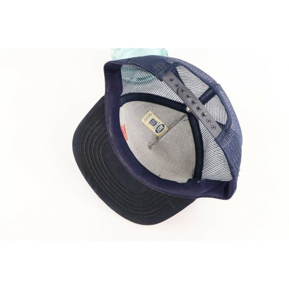 Vintage 90s Burger King Spell Out Mesh Trucker Hat Cap Snapback Navy Blue USA - Picture 6 of 8
